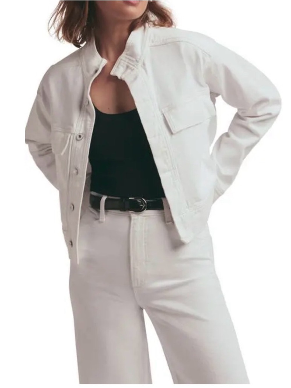 Favorite Daughter White Denim Shirt Jacket